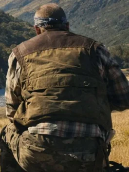 Back view of the brown real leather Heart of the Beast Brad Pitt Vest showing premium stitching and clean drape.