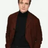 Front view of the brown suede Henry Ashton A Knight of the Seven Kingdoms Brown Blazer showcasing full length sleeves and crisp blazer tailoring.
