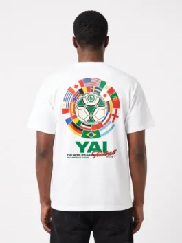 Crisp white polyester Hidden NY FIFA World Cup Final T-Shirt featuring a simple round neck collar and short sleeves.
