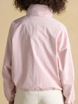 Back view of Hove Pink Waterproof Windbreaker Jacket featuring a clean lightweight silhouette and waterproof design