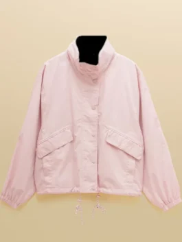 Front view of Hove Pink Waterproof Windbreaker Jacket featuring a waterproof finish and lightweight windproof design