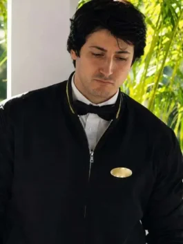 Close-up profile of the black polyester I Play Rocky Sylvester Stallone Jacket detailing the soft interior lining and sleek finish.