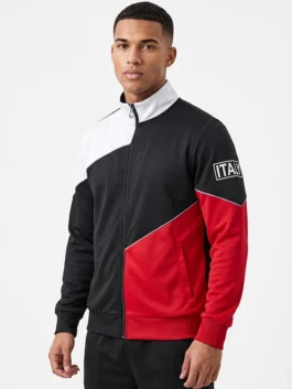 Multicolor fleece My Life with the Walter Boys Isaac Garcia Track Jacket showcasing full length sleeves and bright color blocking.