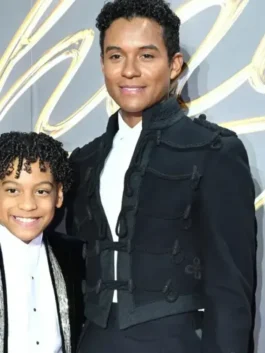 Black wool Jaafar Jackson 2026 Michael Premiere Black Jacket showing full-length sleeves and premium tailoring.