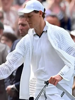 Closure view of Jannik Sinner Championships Wimbledon 2026 Jacket highlighting premium zipper details, stitching, and quality craftsmanship