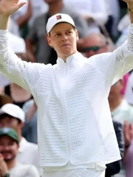Front look of Jannik Sinner Championships Wimbledon 2026 Jacket featuring modern athletic styling and premium craftsmanship