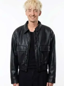 Sleek black real leather Joe Bird Leviticus Black Leather Jacket featuring a classic shirt collar and front zipper closure.