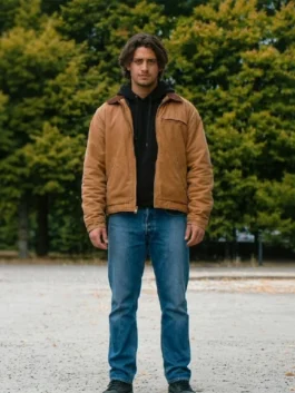John Logan Off Campus S01 Brown Jacket featuring a rich brown finish, premium craftsmanship, and TV series inspired styling