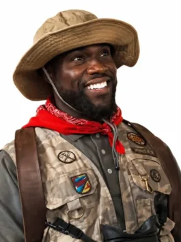 Multicolor cotton Jumanji Open World Kevin Hart Safari Vest featuring a collarless style and front zipper closure.