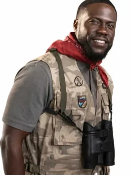 Multicolor cotton Jumanji Open World Kevin Hart Safari Vest highlighting multi utility pockets.