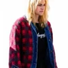 Multicolor denim Kristen Stewart The Wrong Girls Plaid Jacket featuring full-length sleeves and button closure.