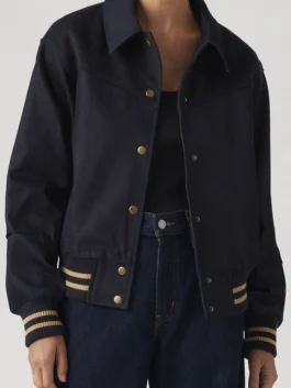 Close-up of Lennox Varsity Jacket showcasing premium fabric texture, stitching, and signature varsity details