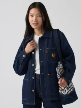 Front profile of the Levi’s x Sky High Farm Goods Chore Jacket highlighting the four spacious front pockets and neat button details.