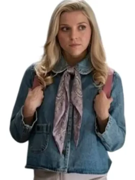 Lexi Minetree Pan Collar Denim Jacket featuring premium blue denim, stylish pan collar, and everyday casual fashion appeal