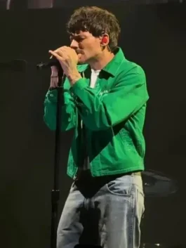 Green cotton Louis Tomlinson Human Made Jacket featuring a shirt style collar and front zipper closure.