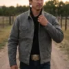 Front view of the grey cotton Marshals 2026 Miles Kittle Cotton Jacket detailing the shirt style collar and front button closure.
