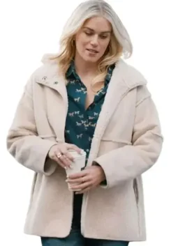 Beige suede leather Marshals Dolly Weaver Beige Shearling Jacket featuring a plush shearling collar and button front.
