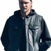 Full front profile of the black real leather Marshals Luke Grimes Black Leather Vest highlighting six spacious storage pockets.