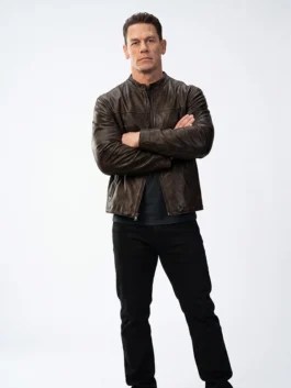 Black real leather Matchbox the Movie John Cena Leather Jacket highlighting four practical storage pockets.