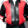Front view of the Mens Vintage North Beach Leather USA Jacket featuring real leather and a zipper closure.