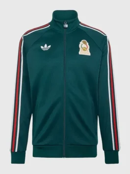 Front view of the green Miguel Layun World Cup Mexico Track Jacket putting the full El Tri World Cup identity on bold display