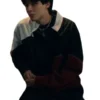Multicolor fleece My Life with the Walter Boys Isaac Garcia Track Jacket highlighting four functional storage pockets.
