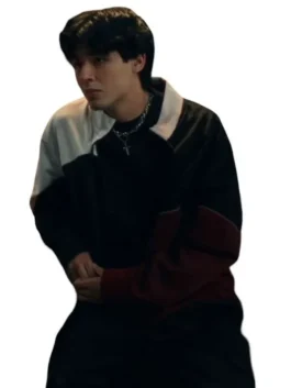 Multicolor fleece My Life with the Walter Boys Isaac Garcia Track Jacket highlighting four functional storage pockets.