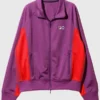 Soft fleece NEEDLES x FILA Track Jacket showcasing full length sleeves and rib knitted cuffs.