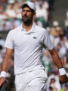 Novak Djokovic Wimbledon 2026 Shirt front view featuring premium breathable fabric, classic tennis styling, and clean Wimbledon-inspired design