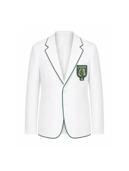 Front view of the white Novak Djokovic Wimbledon White Blazer putting the full Wimbledon elegance of Novak Djokovic on bold display