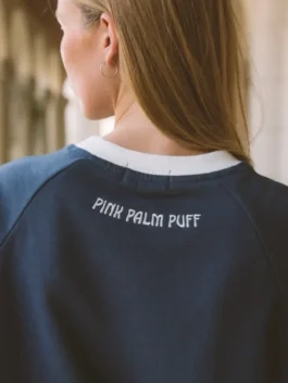 Back view of PPP Classic Crewneck Sweatshirt in navy blue featuring a clean profile and premium casual construction