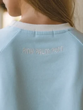 Back view of PPP Classic Crewneck Sweatshirt in sky blue showcasing a clean silhouette and comfortable everyday design