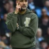 Green parachute fabric Pep Guardiola Green Hoodie highlighting the roomy kangaroo pocket and comfortable fit.