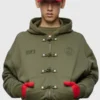 Pieces Uniques x PSG SS27 Green Jacket in soft fleece fabric with a toggle and zipper closure.