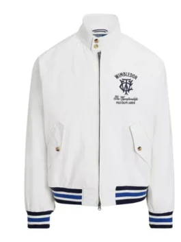 Front view of the white Polo Ralph Lauren Wimbledon White Jacket putting the full Ralph Lauren Wimbledon 2026 elegance on bold display