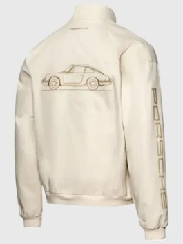 Back profile details highlighting the white and black design panels on the Porsche Legacy x PUMA Pepita Jacket.