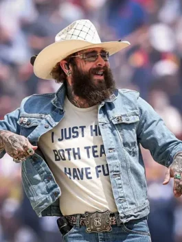 White short-sleeve Post Malone I Just Hope Both Teams Have Fun T-Shirt showcasing a clean round neck and smooth polyester finish.