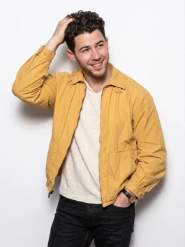 Mustard yellow cotton Power Ballad Nick Jonas Mustard Yellow Jacket highlighting four functional storage pockets.