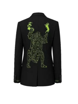 Back view of the black suiting Robert Downey Jr Comic-Con 2026 Black Blazer showing clean stitching and full length sleeves.