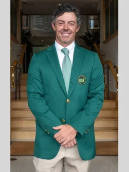 Rory Mcilroy Green Jacket Wimbledon front view featuring premium tailoring, championship-inspired styling, and elegant green blazer design