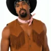 Scary Movie Shawn Wayans Brown Fringe Vest front view featuring premium suede leather, western-inspired fringe detailing, and classic vintage styling