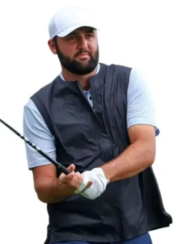 Black Scottie Scheffler RBC Heritage Vest inspired by Scottie Scheffler's iconic look at the RBC Heritage tournament celebrating bold golf style