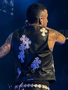Sfera Ebbasta Stadio San Siro Leather Vest Back View