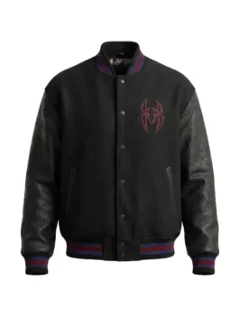 SpiderMan Black Varsity Bomber Jacket