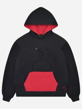 A premium standalone front presentation of the midnight black Steady Hands Bat Wing Hoodie layout.