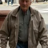 Front view of the Whisper Man Robert De Niro Cotton Jacket highlighting the secure zipper and button closure.
