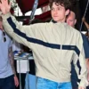 Tom Holland NYC Saint Laurent Jacket in premium beige cotton fabric with a stand up collar and front zipper.