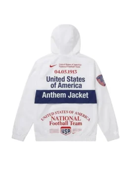 Virgil Abloh USA Anthem Jacket back view featuring premium track construction, clean athletic styling, and USA football-inspired details