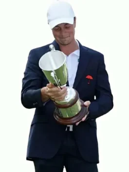 Navy blue Viktor Hovland 2026 Navy Blue Blazer inspired by Viktor Hovland's iconic umbrella moment capturing bold golf style and personality in 2026