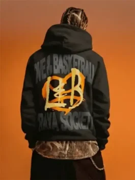 Back view of the black fleece Jason Sudeikis WNBA All-Star Game Hoodie showing clean stitched construction and full sleeves.
